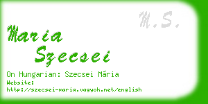 maria szecsei business card
